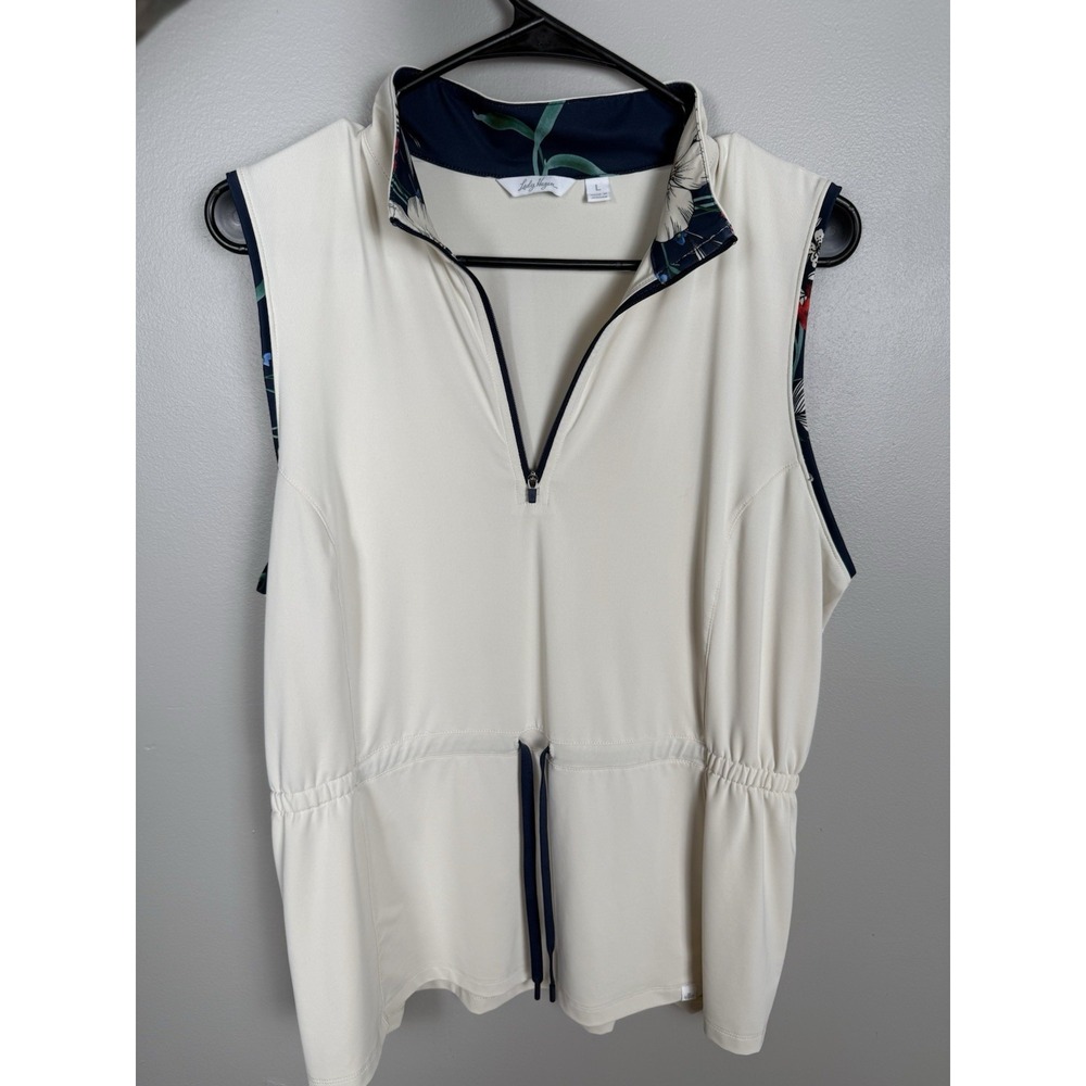 2 Golf Sleeveless Tops Tommy Bahama Lady Hagen Zip Collared Activewear Lot Sz Lg - Picture 3 of 16